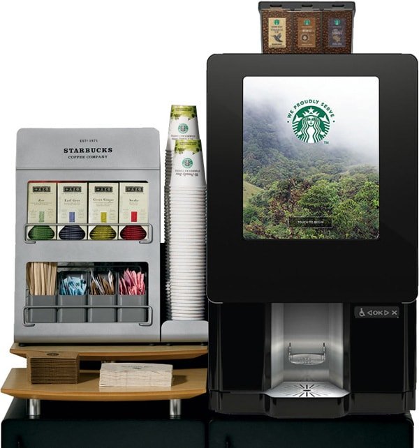 A Starbucks coffee dispensing machine, Breakroom Supplies in Dallas